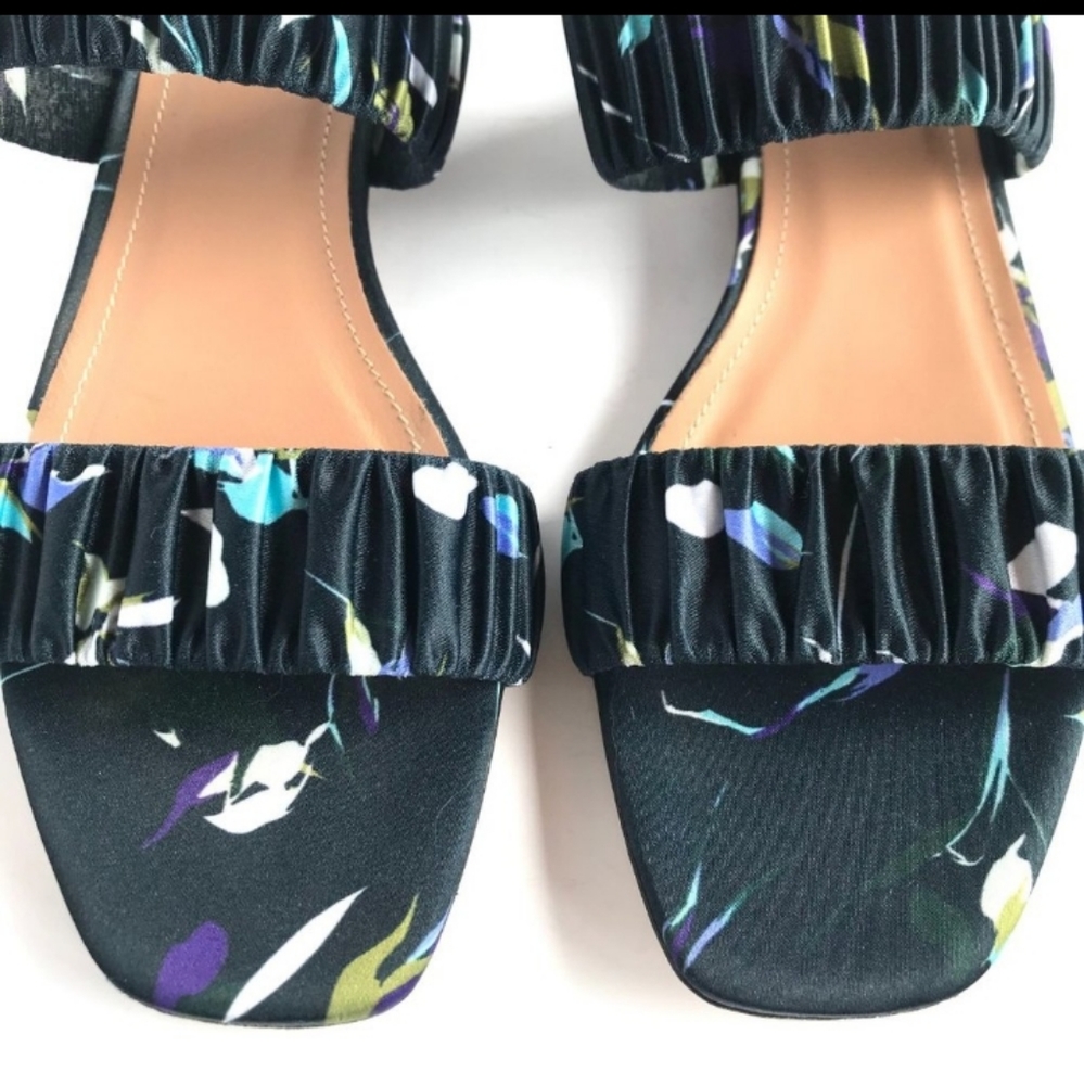 Lewit Elena Ruched Blue Floral Dressy Slide Sandals - Picture 7 of 11